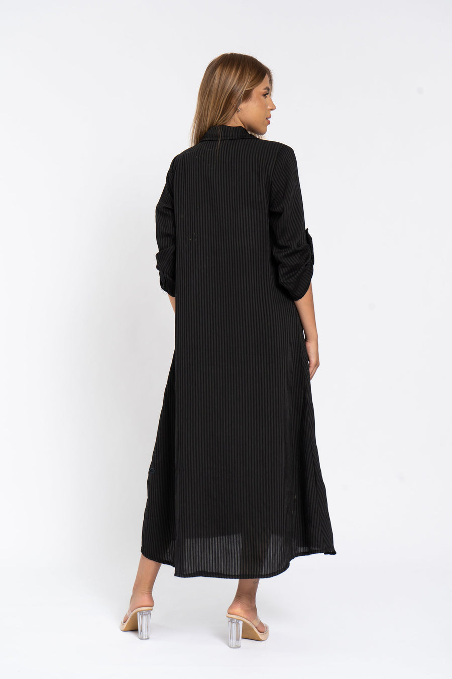 Black Striped Linen Shirt Dress, Linen Dress caftan, caftans, Linen Clothing for Women