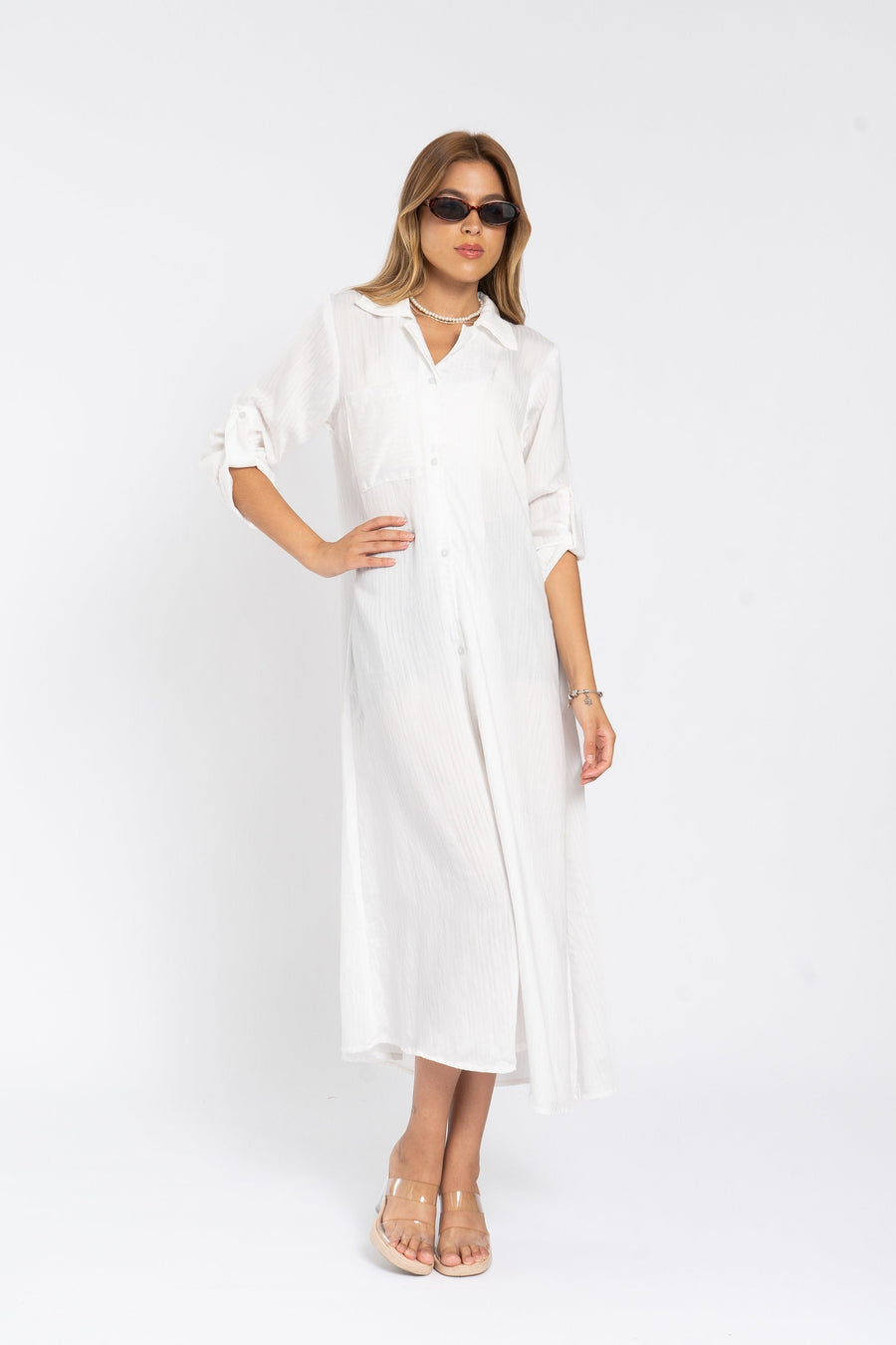 Striped Linen Shirt Dress, White Linen Dress caftan, caftans, Linen Clothing for Women