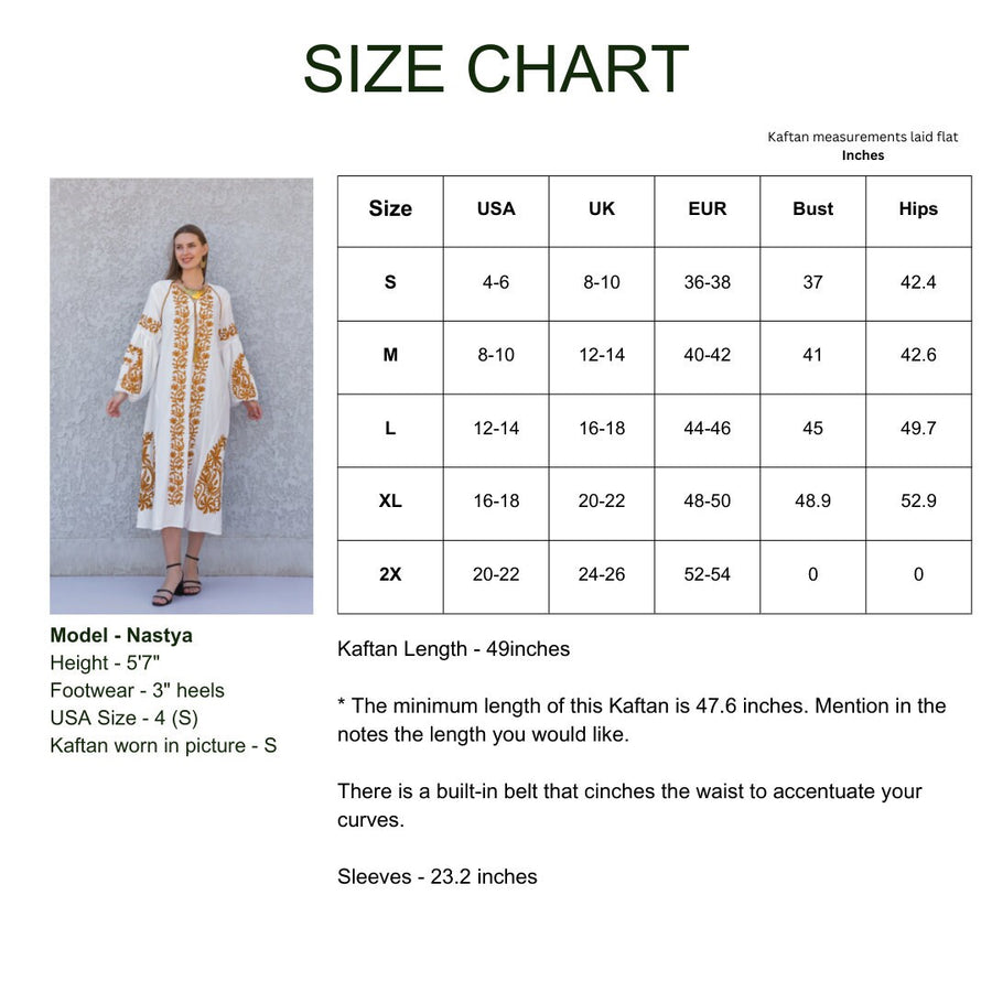 Chic White Egyptian cotton kaftan dress, embroidered tunic kaftan dress, caftans for women, cotton Summer caftan, party, casual dress
