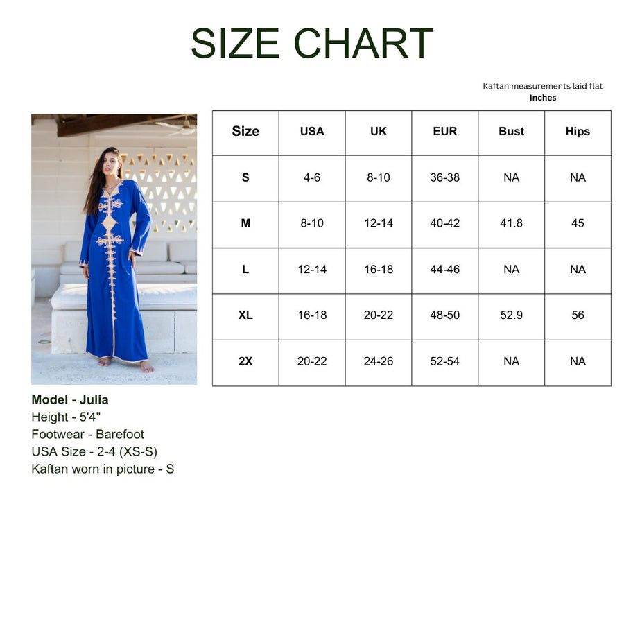 Classy blue embroidered caftan maxi dress, Kaftan maxi dress, Cotton caftan women, caftan, Chic embroidered caftan, Egyptian cotton 07-24