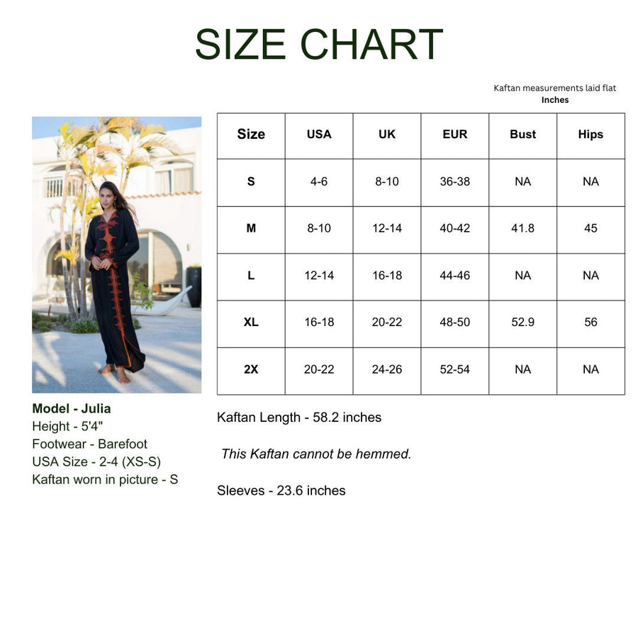 Classy black embroidered caftan maxi dress, Kaftan maxi dress, Cotton caftan women, caftan, Chic embroidered caftan, Egyptian cotton 07-24