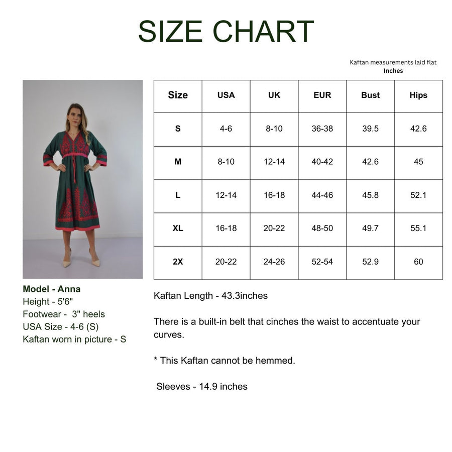 Green Long Sleeve Embroidered Tunic dress, Boho tunic dress, Summer tunic, beach tunic, resorts tunic, Hippie tunic, green Kaftan