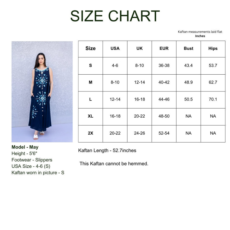 Bohemian Siwa Navy blue linen caftan, embroidered kaftan dress, boho caftan, Summer Kaftan, Linen Caftans for women, caftans for women