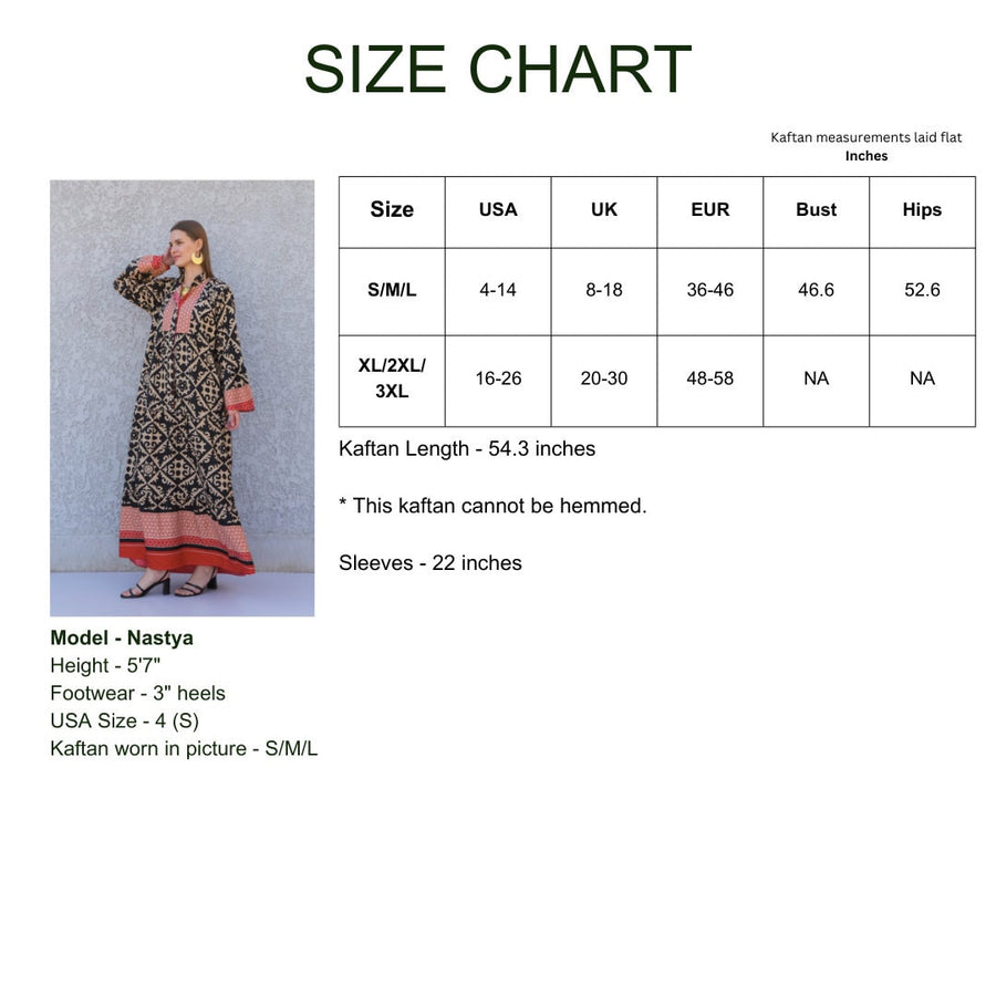 Boho Black Flared sleeves print Summer Kaftan, Caftan, caftans for women, Boho Kaftan dress, Caftans for women, summer women kaftans