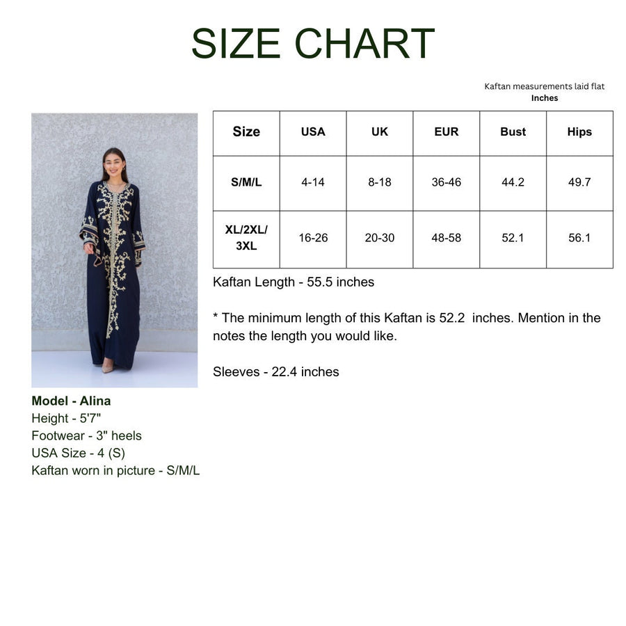 Elegant navy blue embroidered maxi dress, Kaftan maxi, Cotton caftan women, caftan, Chic embroidered caftan, Egyptian cotton 10-23