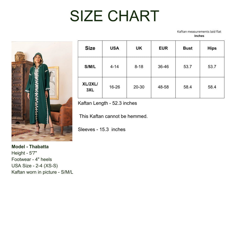 Luxurious hooded green embroidered caftan, Cotton summer caftan, chic caftan, Summer Kaftan, Caftans for women, caftans for women