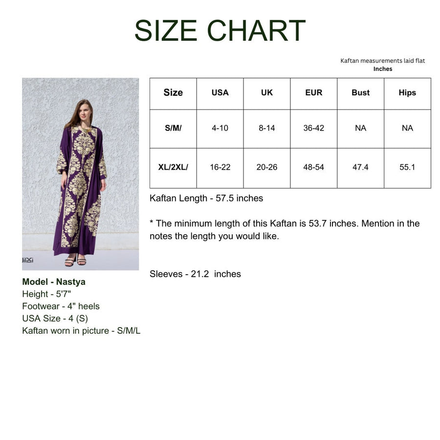 Elegant Purple embroidered kaftan dress, Cotton caftan women, Long sleeve caftan, Chic embroidered caftan, High quality Egyptian cotton