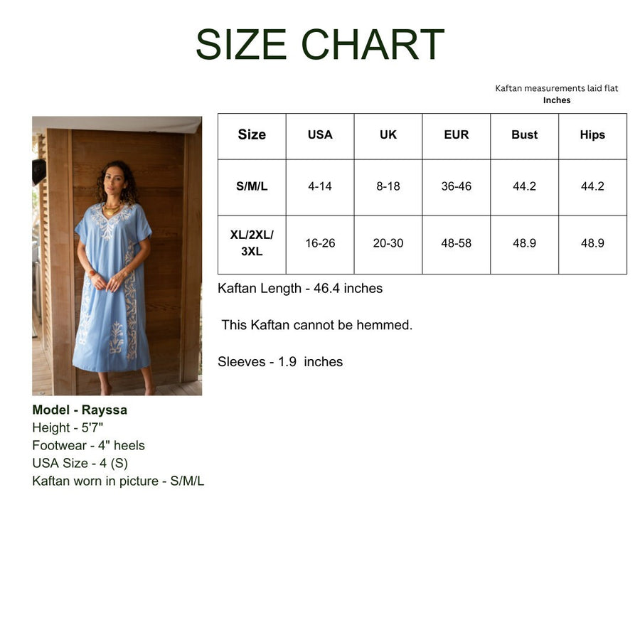 Chic Turquoise embroidered Kaftan maxi dress, Kaftan maxi, Cotton caftan women, caftan, embroidered caftan, Egyptian cotton 04-24