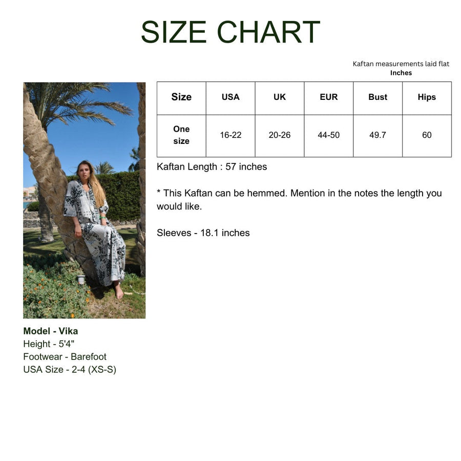 White/black bohemian print Kaftan dress, Elegant colorful boho dress, caftans for women, kaftans, women's caftan, summer long sleeve