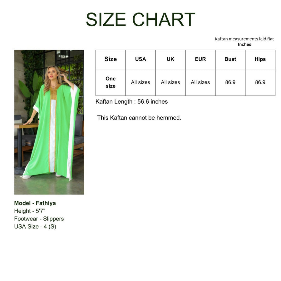 Luxurious green linen/poly caftan, chic caftan, Summer Kaftan, Summer kaftan, Caftans for women, caftan, kaftan