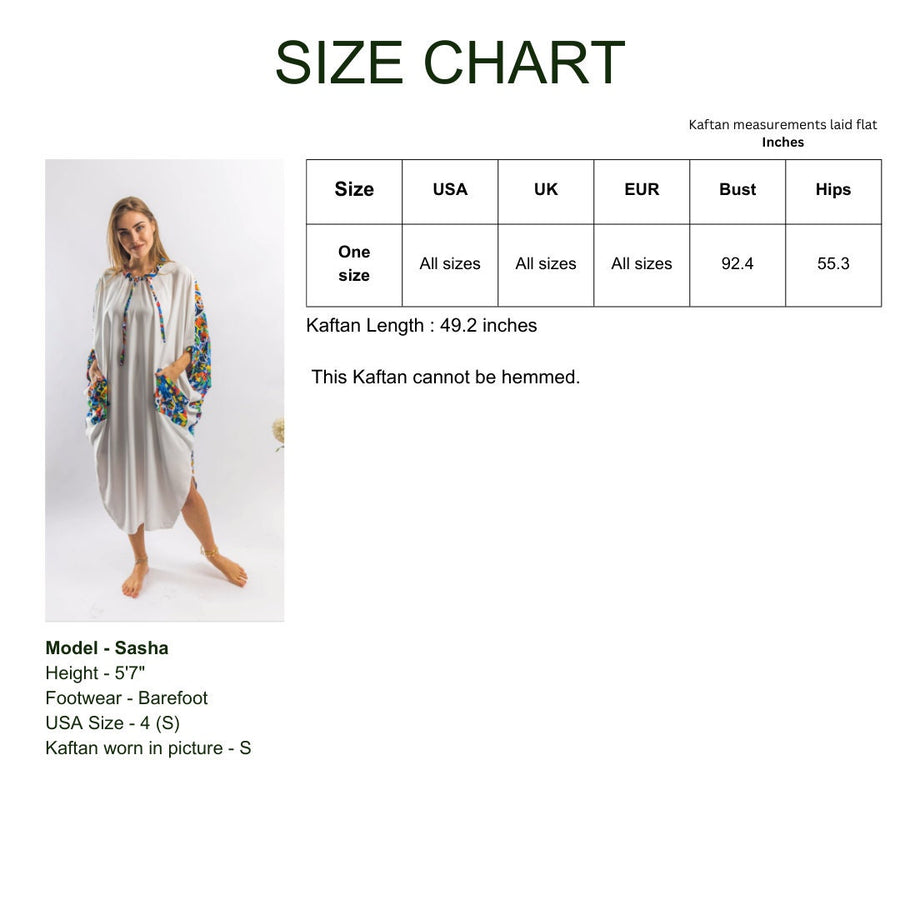 Plus size Boho White Tunic kaftan with pockets, vibrant print tunic kaftan dress, cotton tunic dress, Summer tunic, vacation tunic,