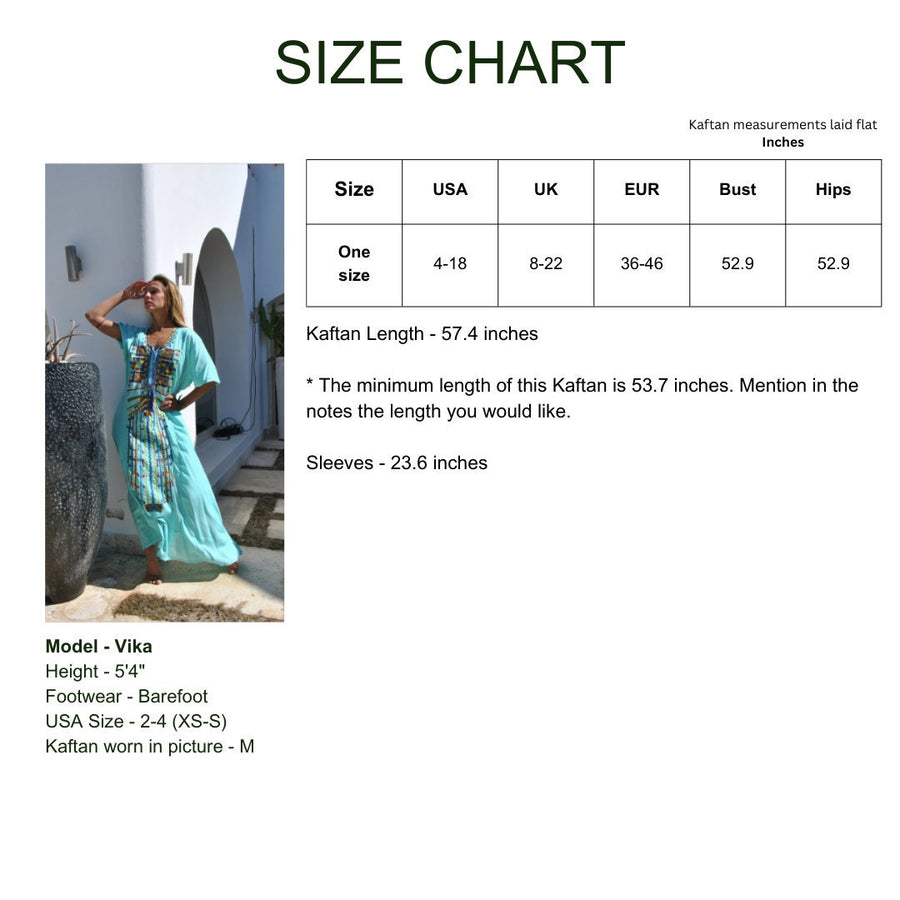 Turquoise Siwa embroidered Kaftan dress, Cotton Kaftan, caftans for women, Summer Kaftan, Embroidered caftans, Egyptian cotton caftan