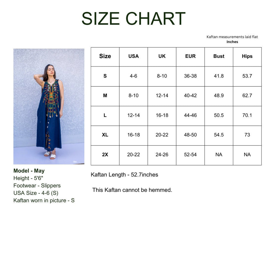 Boho Navy blue linen caftan dress, Siwa embroidered kaftan dress, boho caftan, Summer Kaftan, Linen Caftans for women, caftans for women