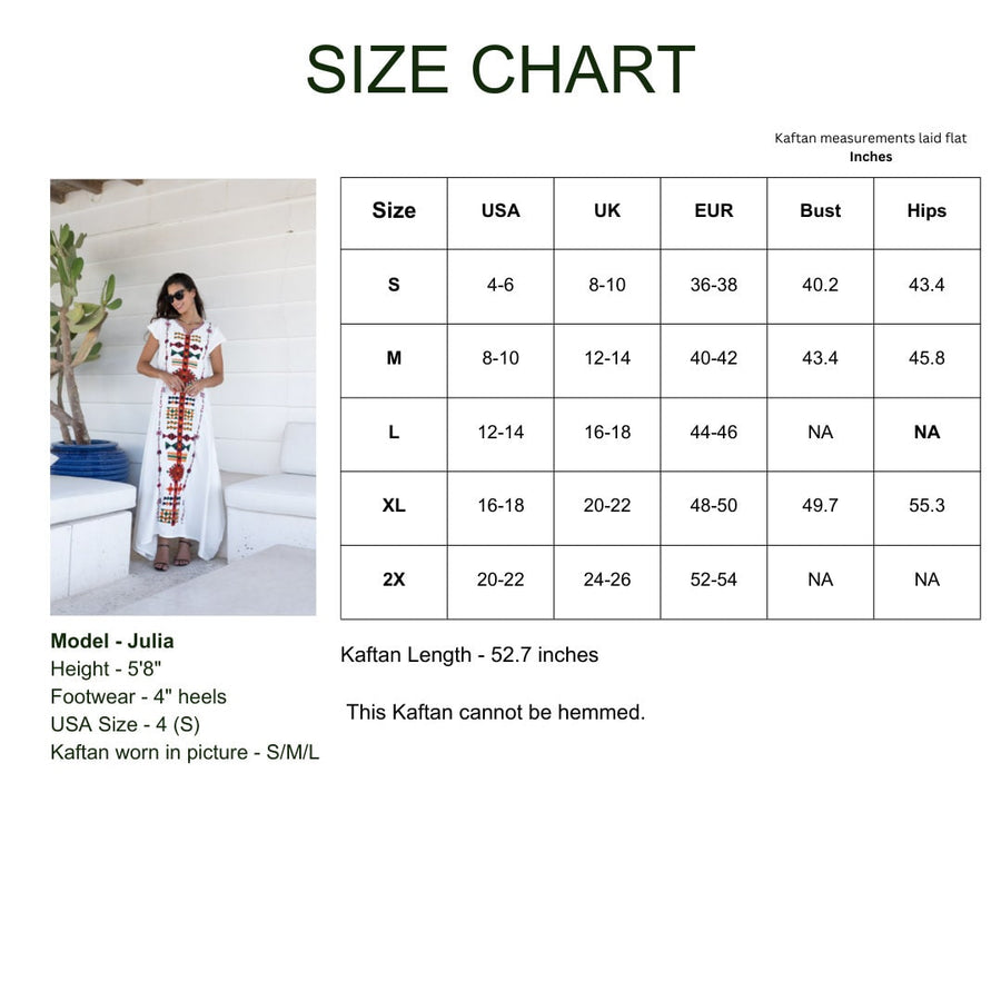 Siwa white embroidered kaftan, Maxi kaftan dress, Bohemian cotton Kaftan, Caftans for women