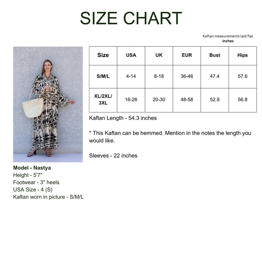 Boho Flared sleeves print Summer Kaftan, Caftan, caftans for women, Boho Kaftan dress, Caftans for women, summer kaftans, kaftans, black