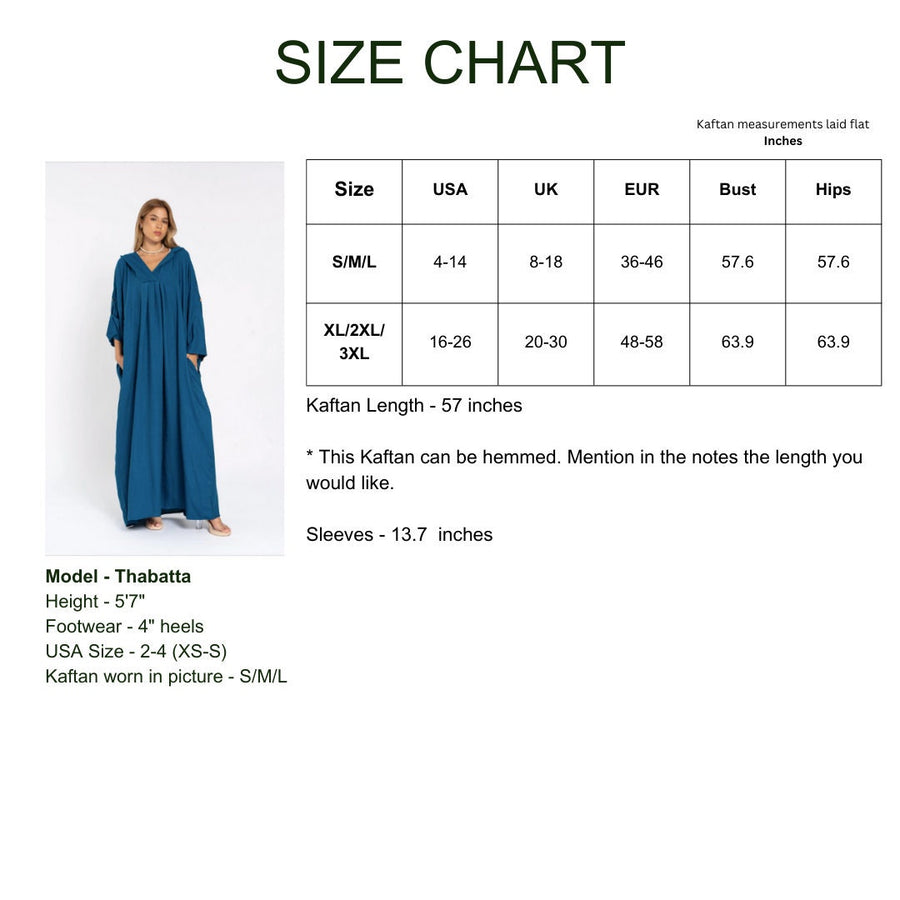 Blue hooded dressy linen kaftan dress with pockets, chic Linen caftans for women, Kaftan dress, Caftans for women, summer caftan
