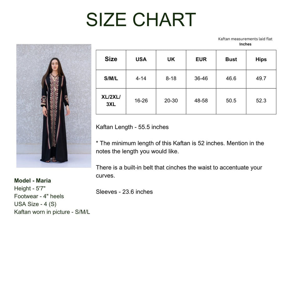 Chic Black embroidered cotton Caftan, caftans for women, Kaftans, embroidered Caftan dress, Caftan maxi dress, Caftans for women, Caftans