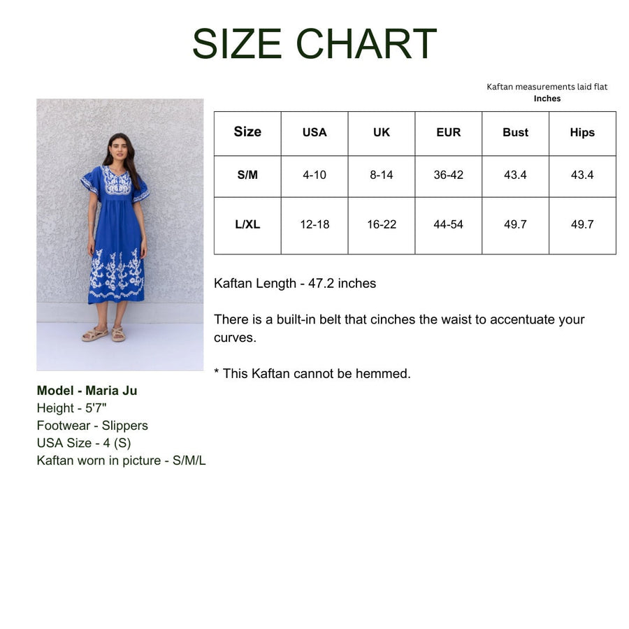 Royal blue cotton Tunic dress, embroidered kaftan dress, short tunic kaftan, cotton embroidered tunic dress, Summer tunic, vacation tunic