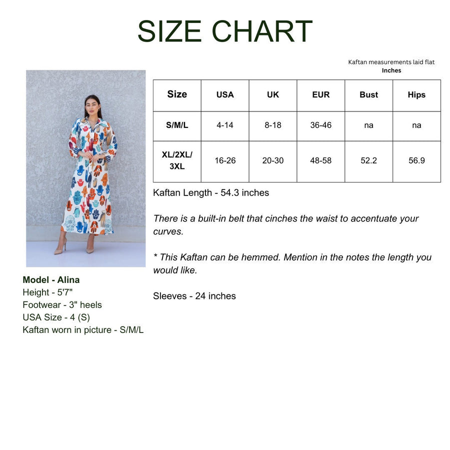 White Hamsa/Evil eye Print kaftan, caftan dress, caftans for women, Boho Kaftan dress, Caftans for women, long summer kaftan, caftan 10-23