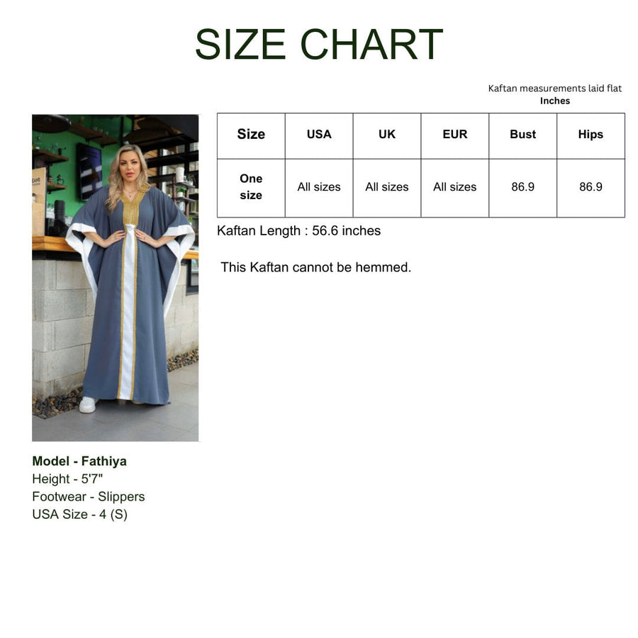 Gold detailed Luxurious grey linen/poly caftan, chic caftans for women, Summer Kaftan, Summer kaftan, Caftans for women, caftan, kaftan
