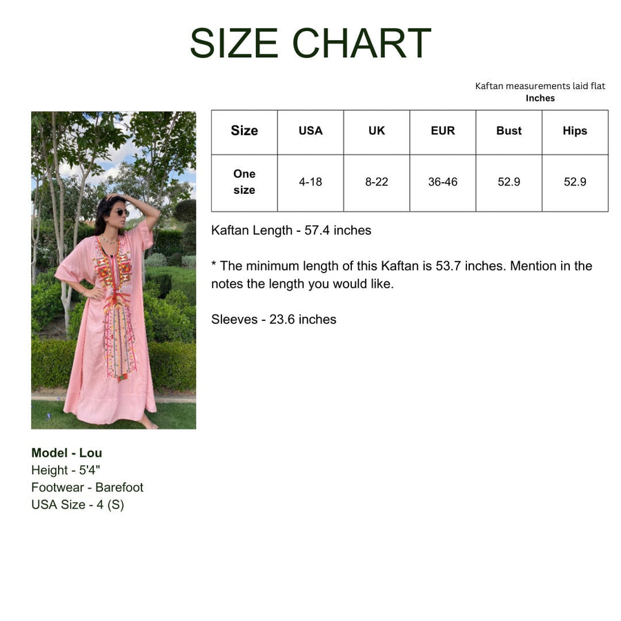 Siwa Pink Multicolor embroidered Kaftan dress, Cotton Kaftan, caftans for women, Summer Kaftan, Embroidered kaftan, caftans, Egyptian