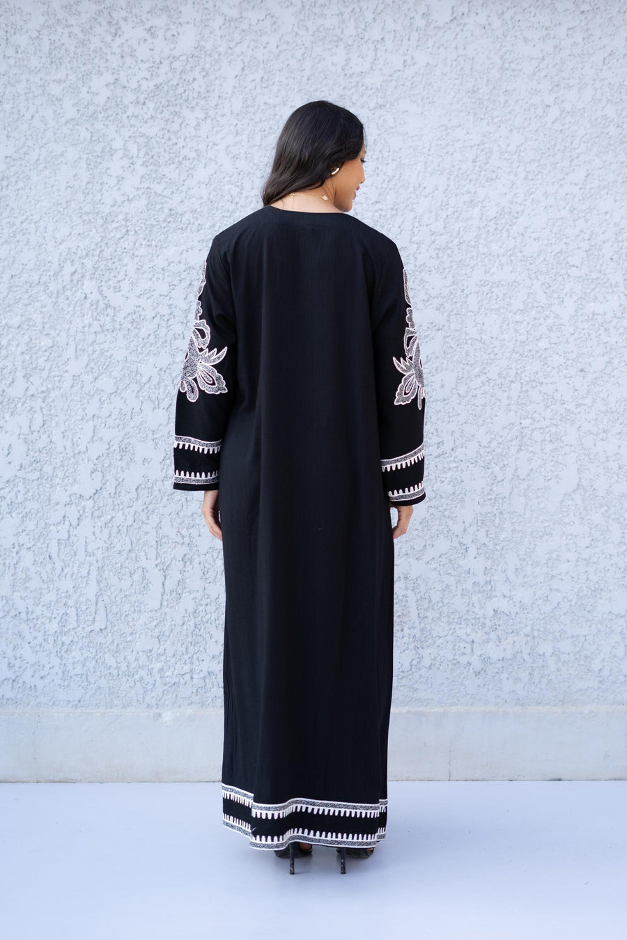 Luxurious black embroidered caftan, linen summer caftan, chic caftan, Summer Kaftan, Caftans for women, caftans for women