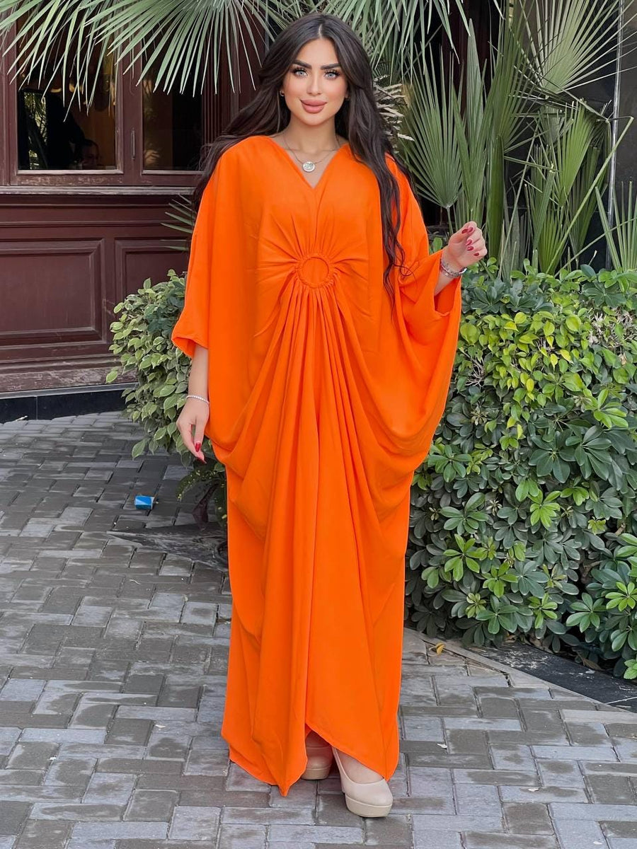 Elegant Orange butterfly Plus size Caftan for women, Loose fit Classy Crepe Caftan, Kaftan, Kaftans, Moroccan Caftan