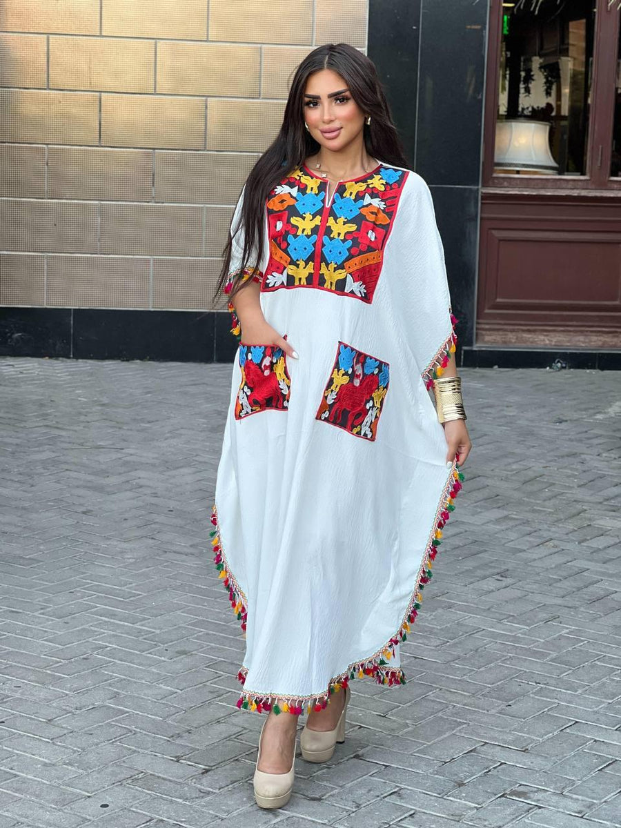 Boho Tunic embroidered kaftan with pockets, embroidered tunic kaftan, cotton embroidered tunic dress, Summer tunic, vacation tunic