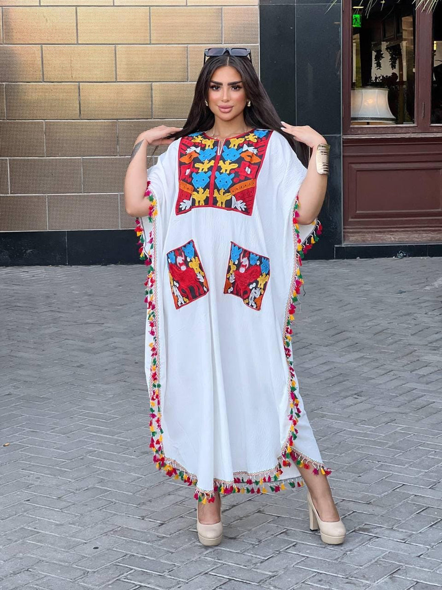 Boho Tunic embroidered kaftan with pockets, embroidered tunic kaftan, cotton embroidered tunic dress, Summer tunic, vacation tunic