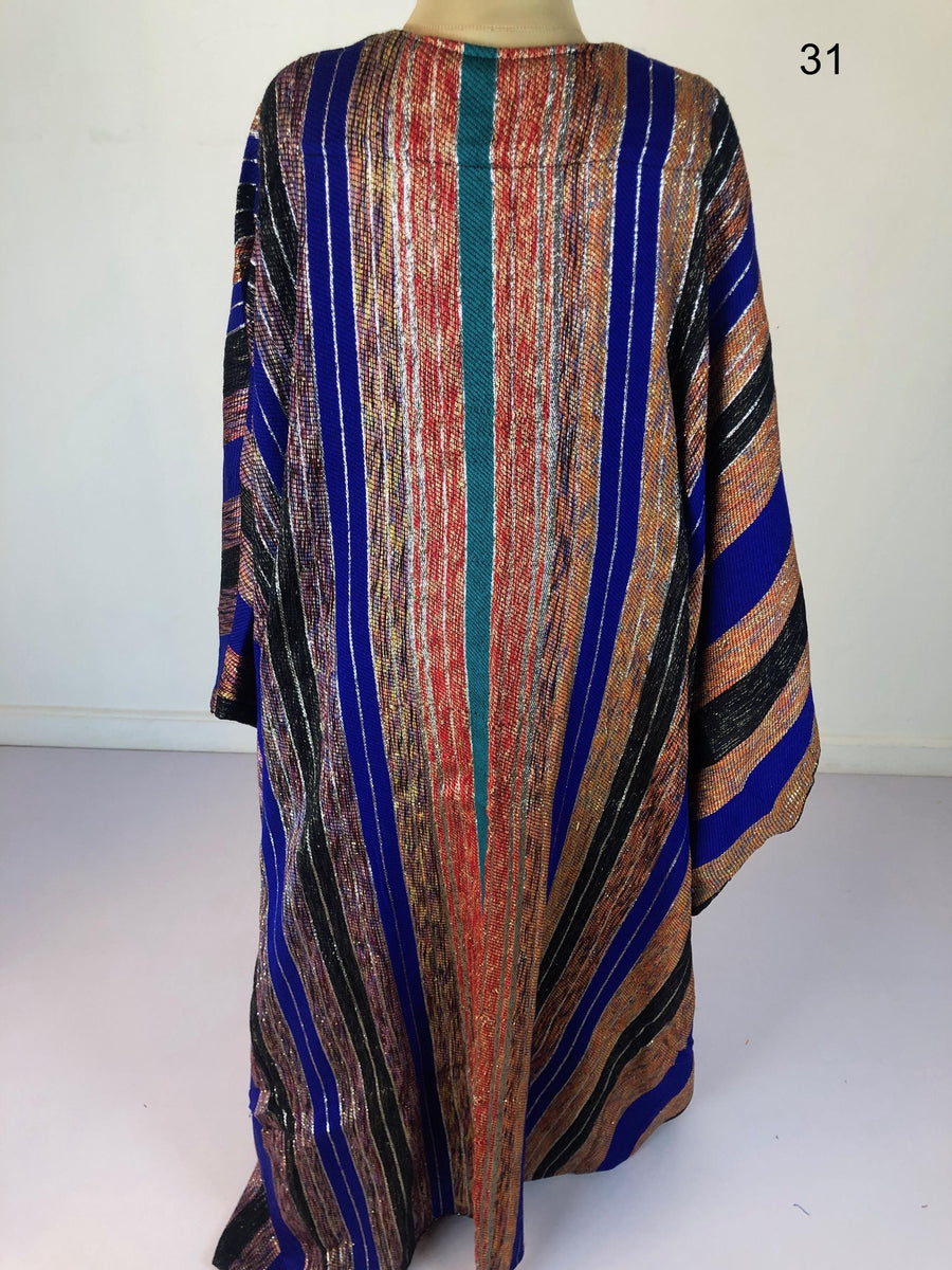 Stunning colorful hand loomed Cotton Abaya with silver threads, Summer Egyptian cotton Abaya, Colorful Abaya, Handmade Abaya, women abaya