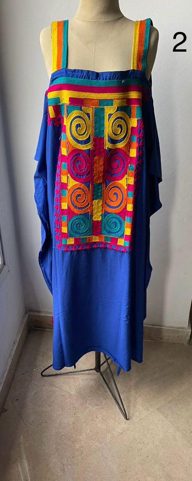 Blue strap embroidered caftan dress, Plus size caftan dress, Caftans for women, Loose fit caftan, caftans for women, Egyptian cotton caftan