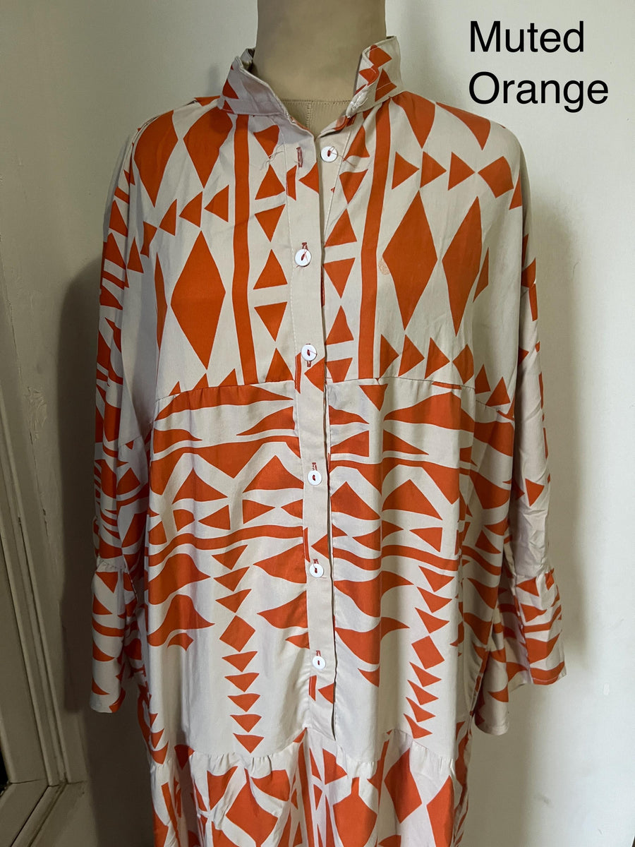 Boho Orange Flared sleeves print Summer Kaftan, Caftan, caftans for women, Boho Kaftan dress, Caftans for women, summer kaftans, women