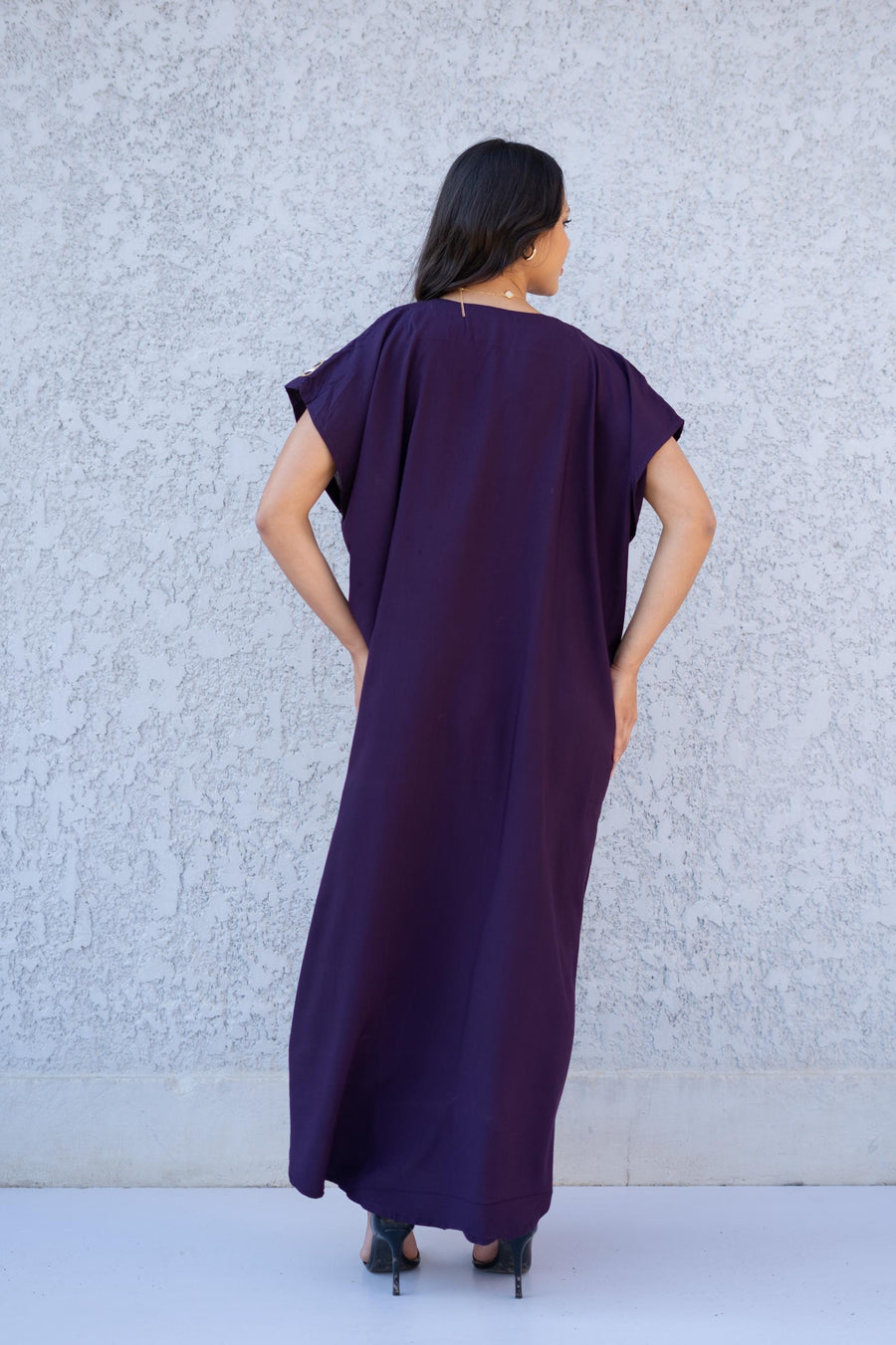 Gold detailed Purple hand embroidered caftan, women's caftan, Cotton Kaftan, Cotton caftan women, caftan, embroidered caftan 01-25