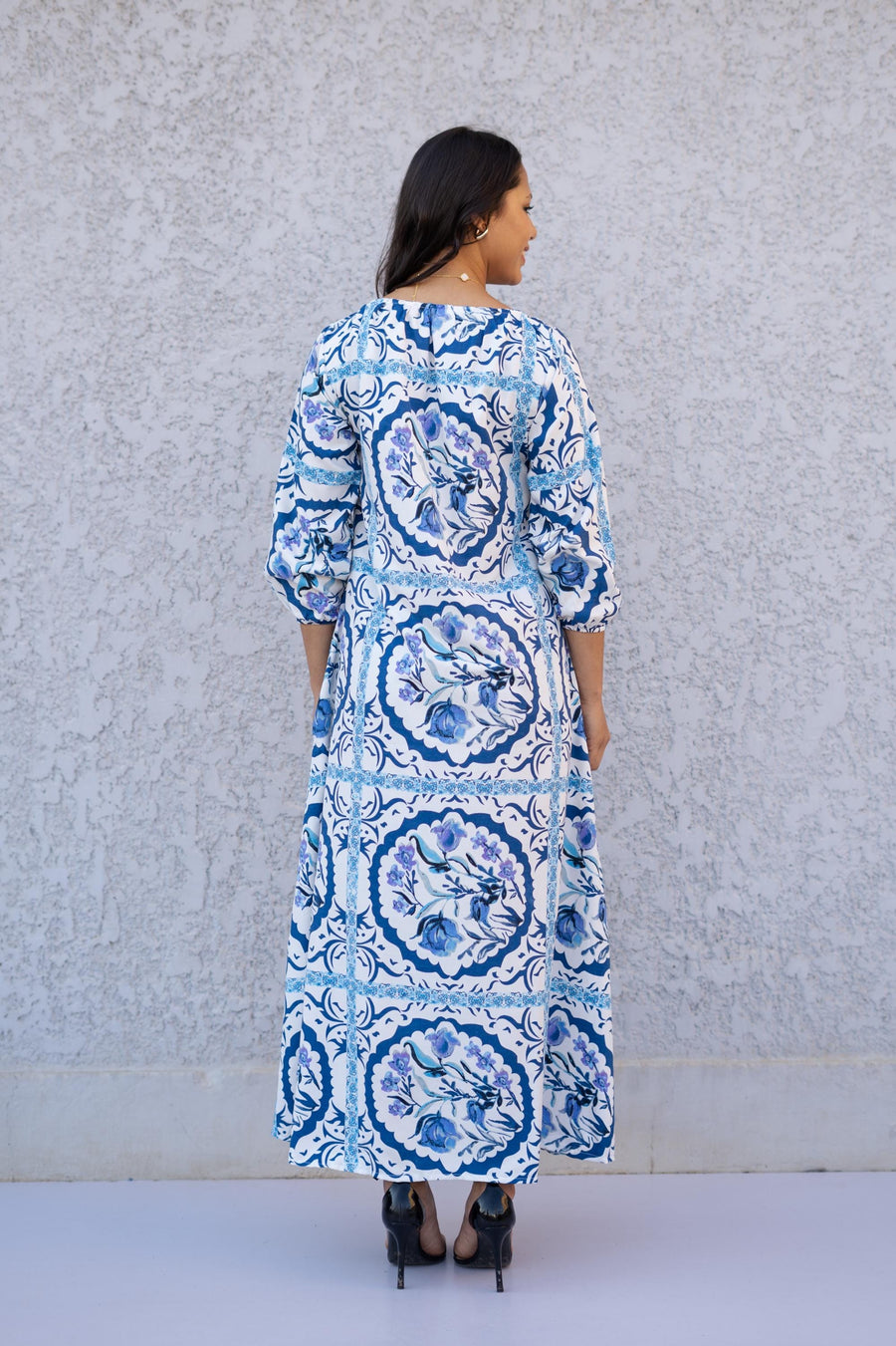 Summer blue print Kaftan Maxi dress, caftan dress, caftans for women, Boho Kaftan dress, Caftans for women, long summer kaftan, 10-23