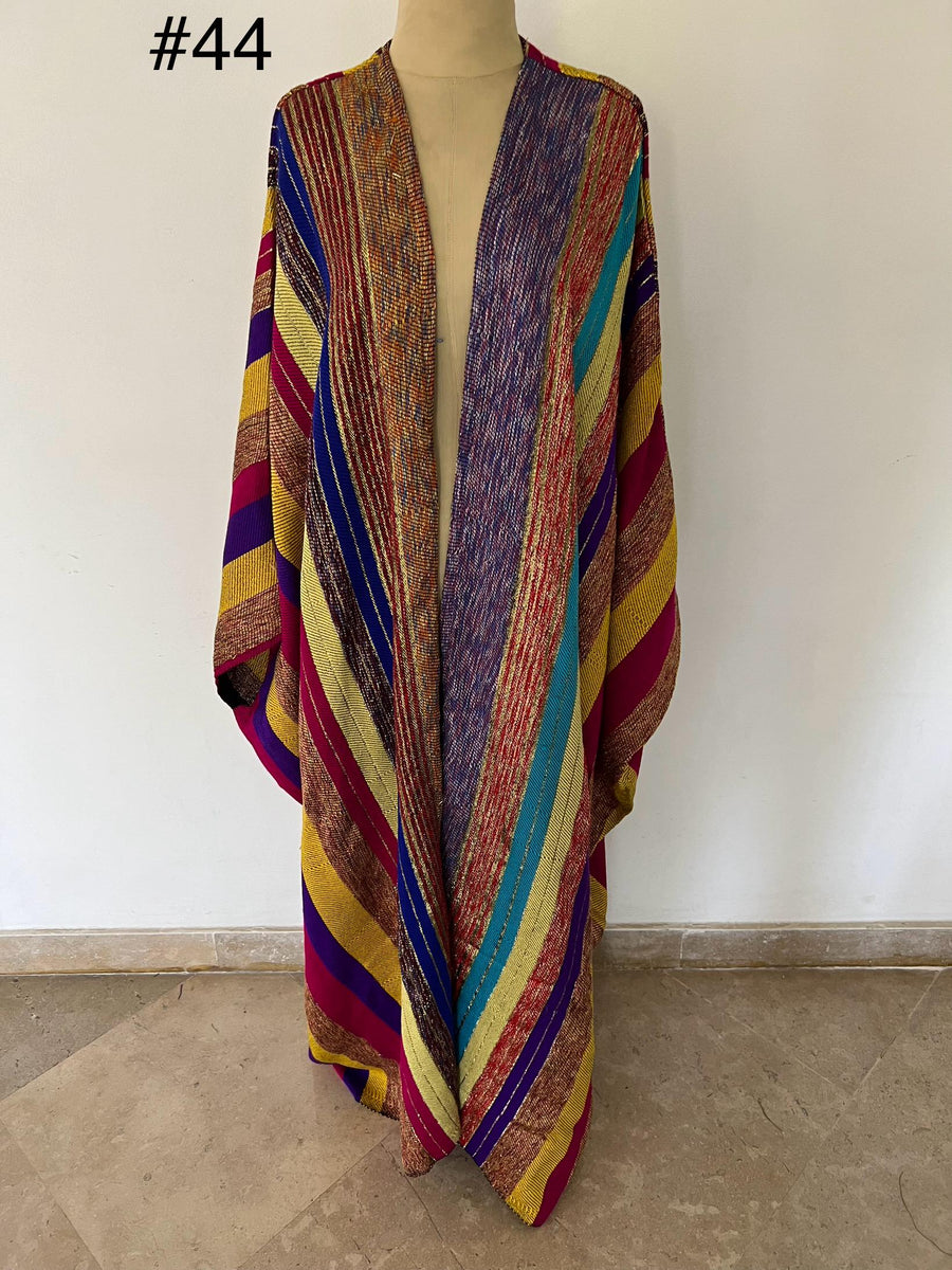 Vibrant multicolor hand loomed Kimono, Winter Wool Kimono, Abayas, Winter Abaya, Colorful Abaya, Handmade Abaya, Kimonos for women