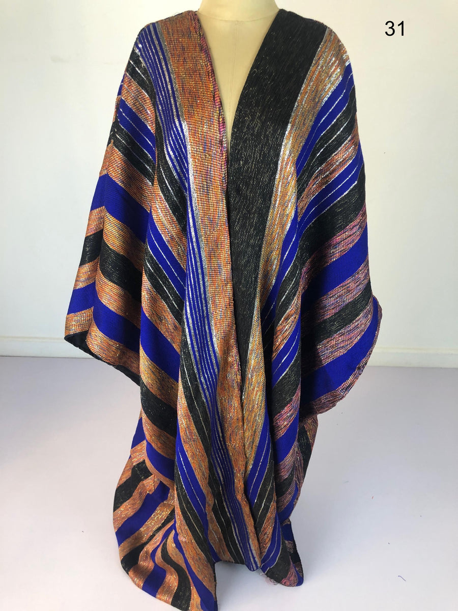 Stunning colorful hand loomed Cotton Abaya with silver threads, Summer Egyptian cotton Abaya, Colorful Abaya, Handmade Abaya, women abaya