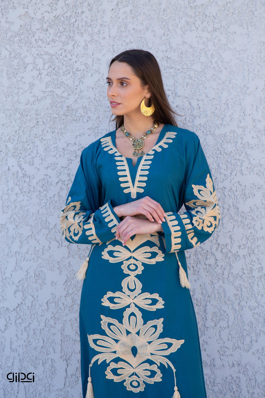 Blue Egyptian cotton kaftan dress, caftans for women, Boho Kaftan dres Gipci Blue Egyptian cotton kaftan dress, caftans for women, Boho Kaftan dres Gipci