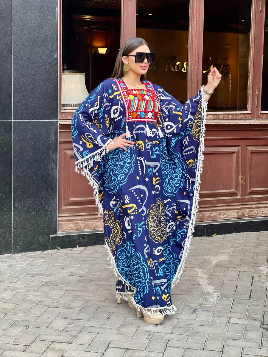 Boho print Blue summer kaftan, Caftan dress, Caftans for women, Boho, caftans for women, caftans, kaftans, house kaftan 10-23