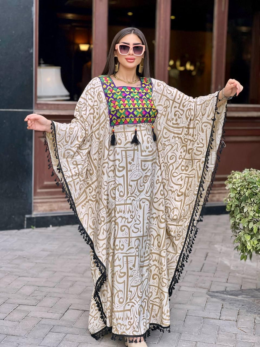 Boho print Beige summer kaftan, Caftan dress, Caftans for women, Boho, caftans for women, caftans, kaftans, house kaftan 10-23