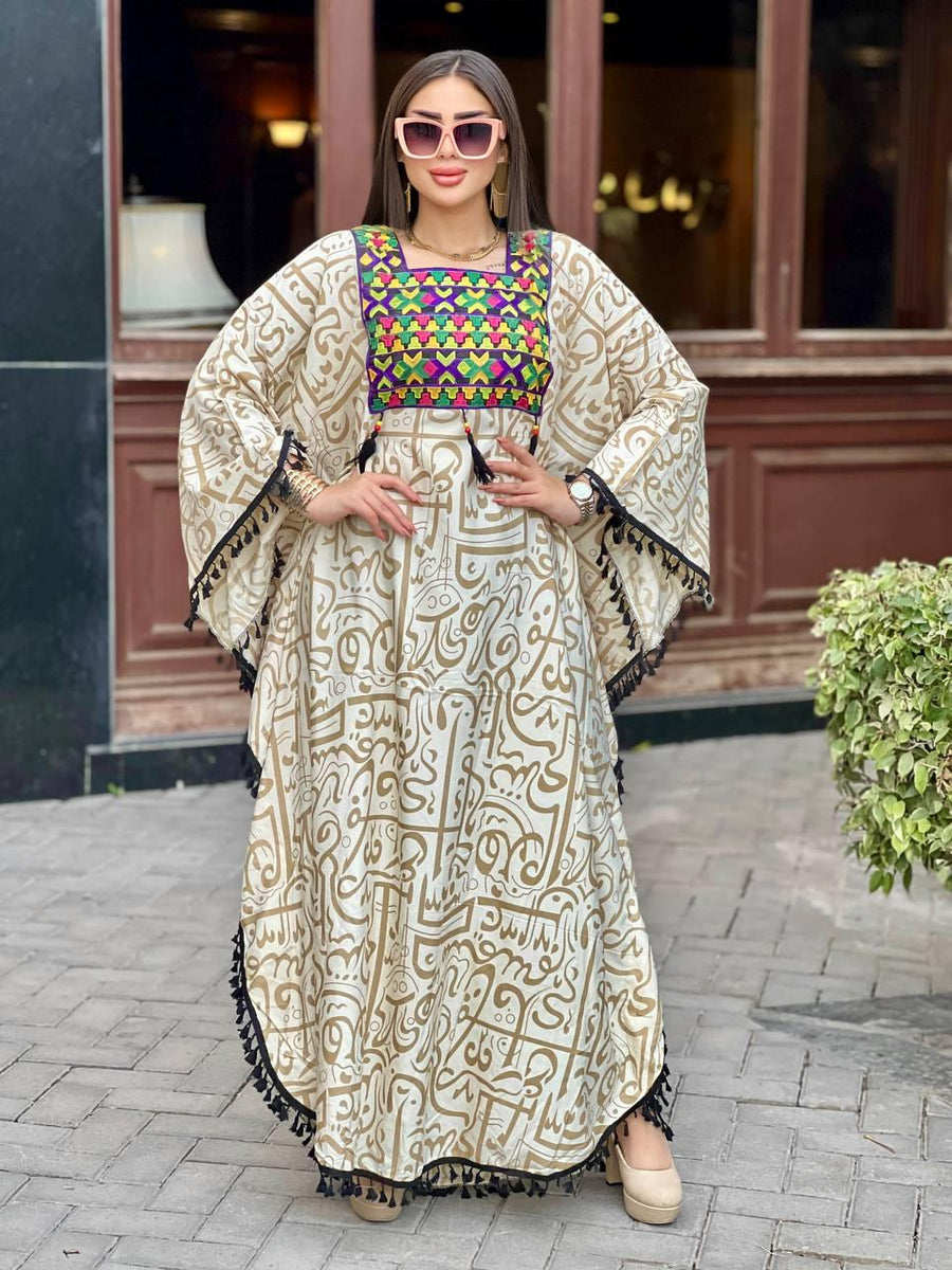 Boho print Beige summer kaftan, Caftan dress, Caftans for women, Boho, caftans for women, caftans, kaftans, house kaftan 10-23