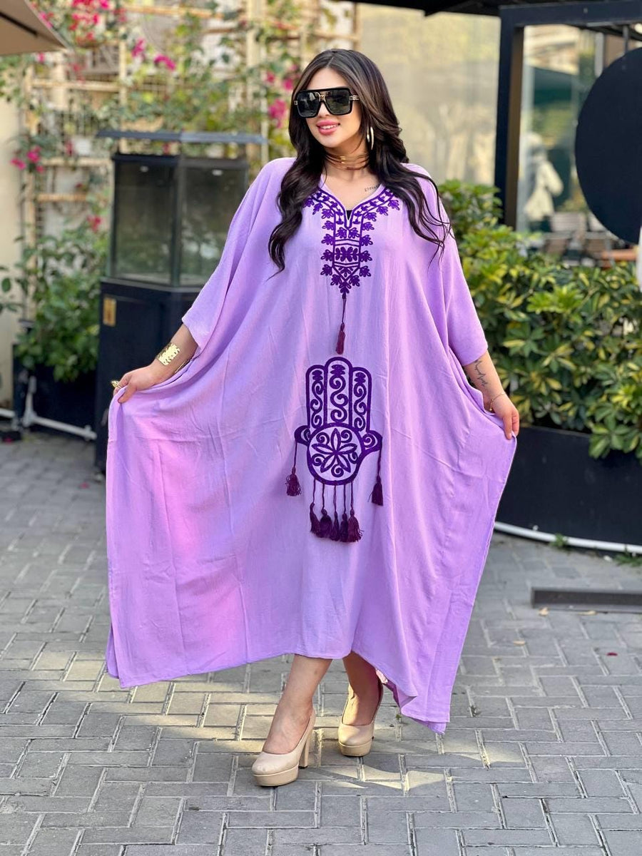 Elegant Off white butterfly Plus size Caftan for women, Loose fit Classy Crepe Caftan, Kaftan, Kaftans, Moroccan Caftan