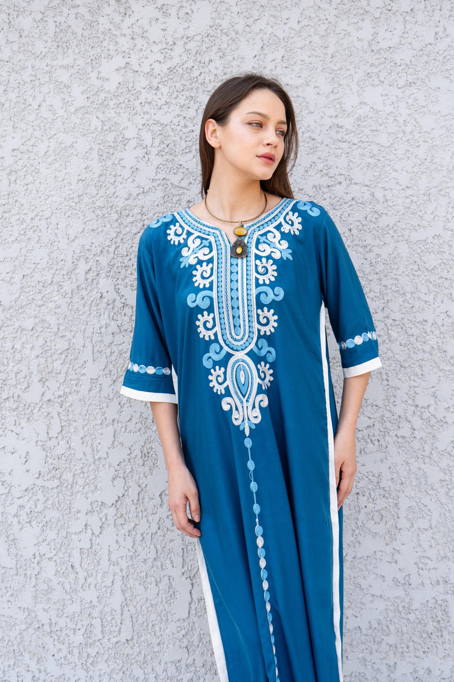 Colorful white cotton caftan, Short embroidered Cotton caftan dress, African women clothing, Bohemian maxi dress, Boho caftan, caftans