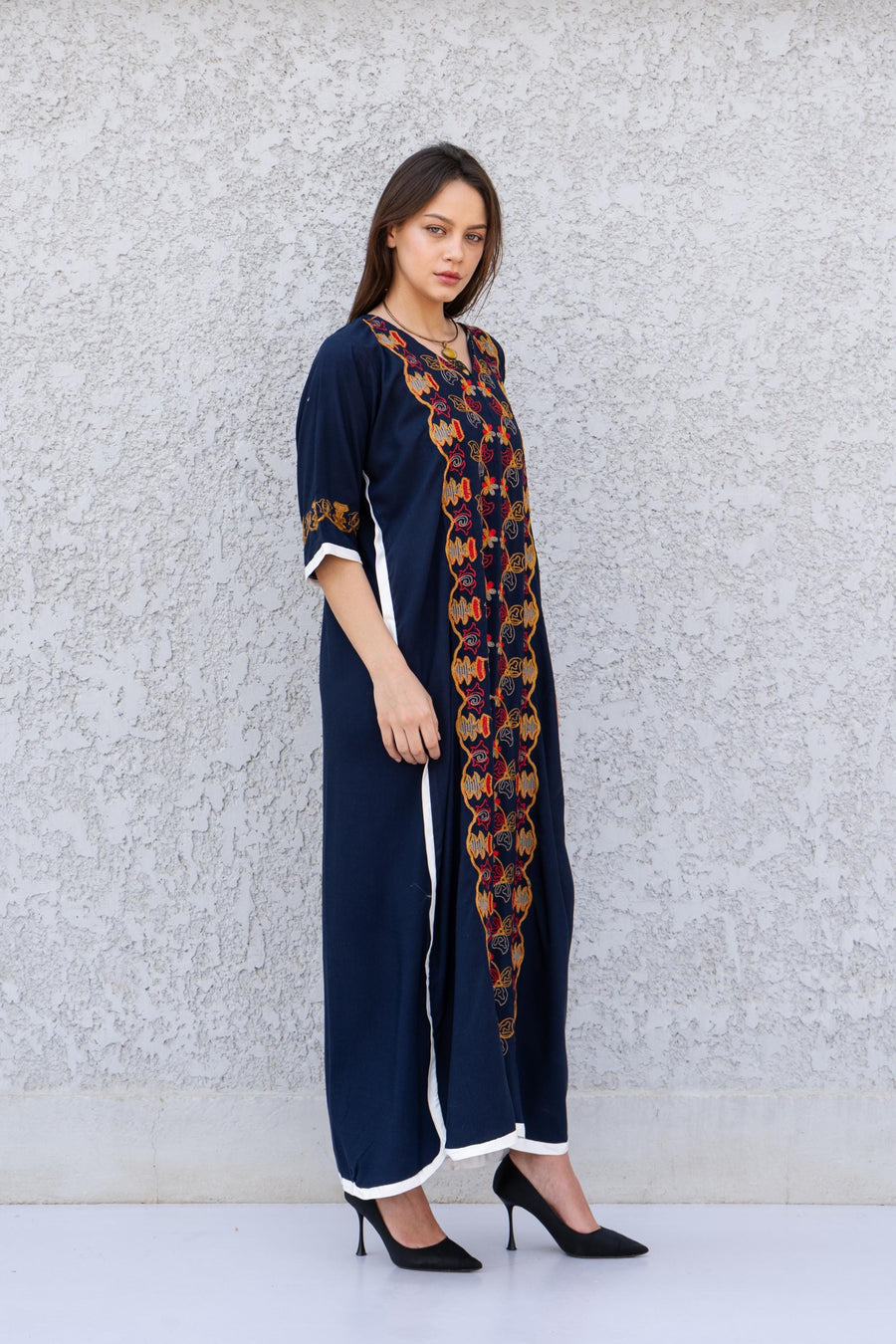 Colorful white cotton caftan, Short embroidered Cotton caftan dress, African women clothing, Bohemian maxi dress, Boho caftan, caftans