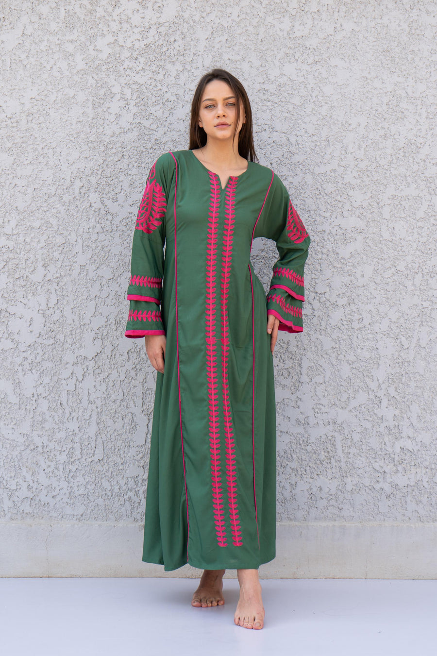 Elegant Royal blue embroidered kaftan dress, Cotton caftan women, Long sleeve caftan, Chic embroidered caftan, High quality Egyptian cotton