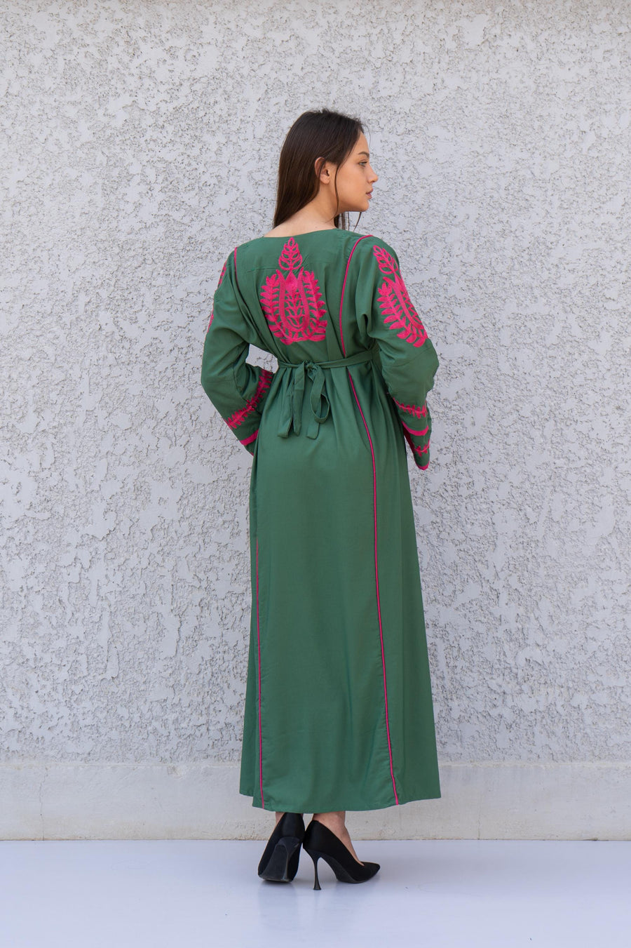 Elegant Royal blue embroidered kaftan dress, Cotton caftan women, Long sleeve caftan, Chic embroidered caftan, High quality Egyptian cotton
