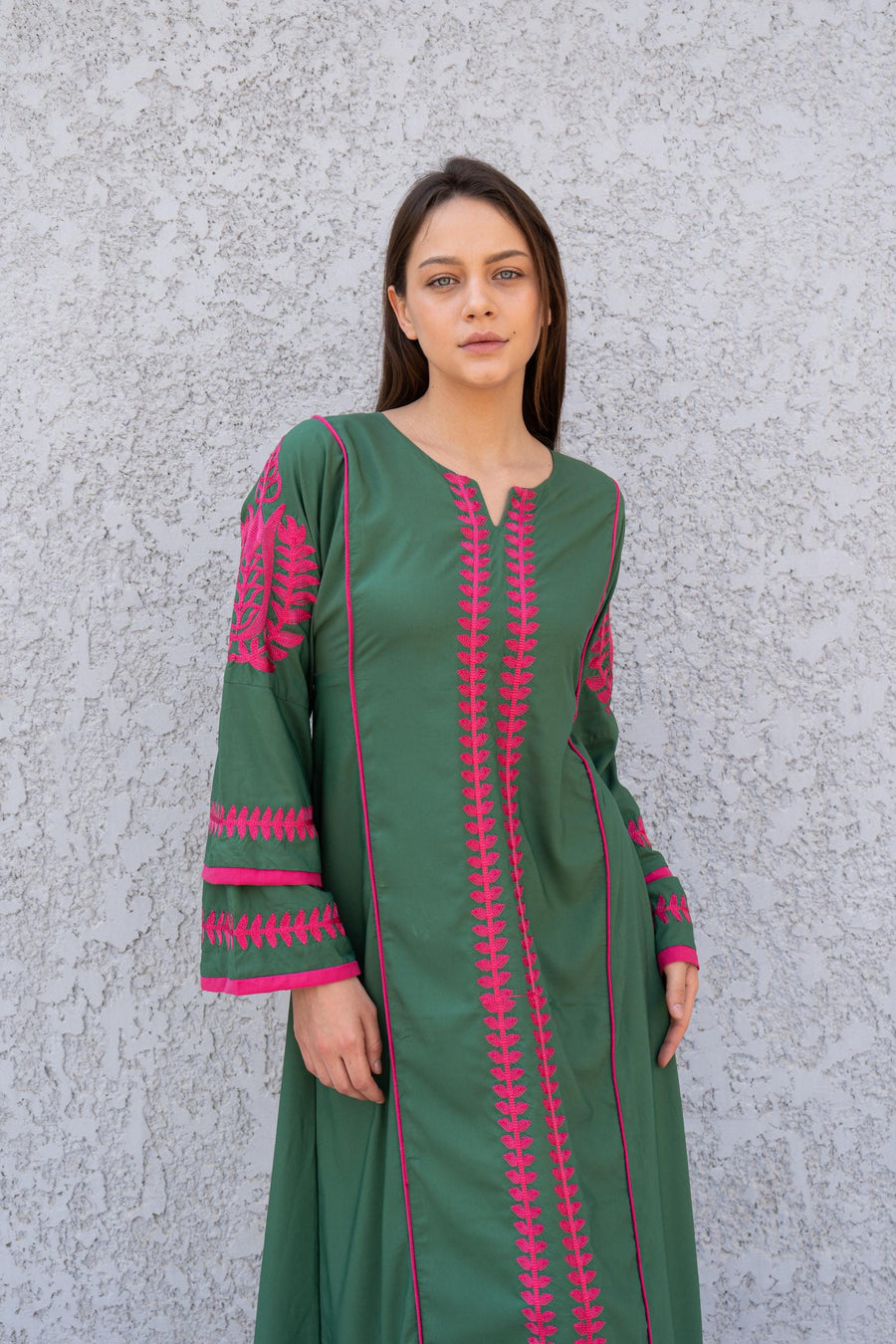 Elegant Royal blue embroidered kaftan dress, Cotton caftan women, Long sleeve caftan, Chic embroidered caftan, High quality Egyptian cotton