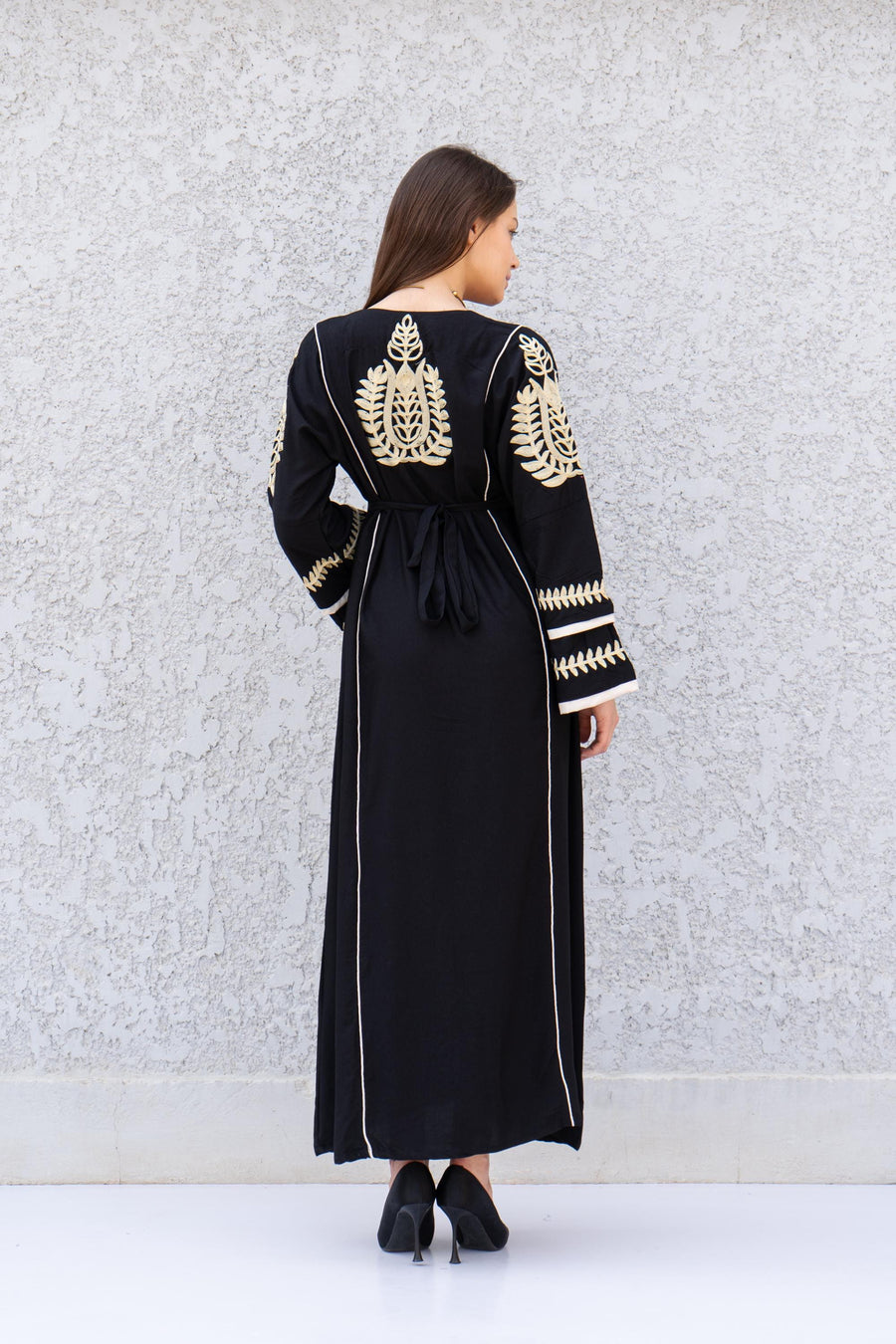 Elegant Royal blue embroidered kaftan dress, Cotton caftan women, Long sleeve caftan, Chic embroidered caftan, High quality Egyptian cotton