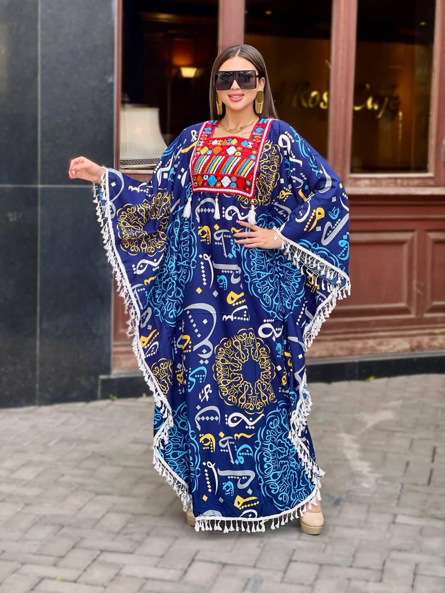 Boho print Blue summer kaftan, Caftan dress, Caftans for women, Boho, caftans for women, caftans, kaftans, house kaftan 10-23