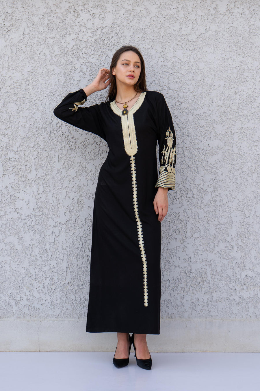 Classy navy blue embroidered kaftan dress, caftans for women, Boho Kaftan dress, Caftans for women, long summer kaftan, kaftans, caftan
