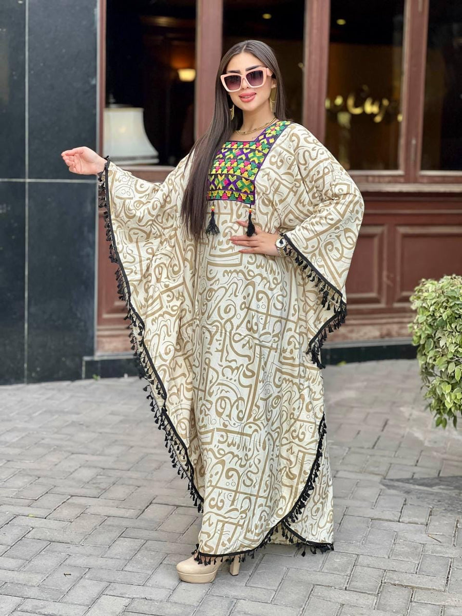 Boho print Beige summer kaftan, Caftan dress, Caftans for women, Boho, caftans for women, caftans, kaftans, house kaftan 10-23